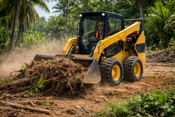 Debushing crew clearing a residential lot in Barbados